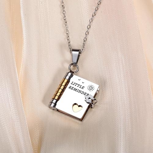 Little Reminders Book Necklace Back to School Supplies for Girls Daughter | College Essentials for Girls, Stocking Stuffers Birthday Gift for Women Girls Granddaughter Sister, Adjustable Book Necklace thumbnail 7