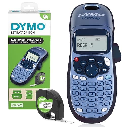 DYMO LetraTag LT-100H Handheld Label Maker | ABC Keyboard Label Printer with Easy-to-Use13 Character LCD Screen | for Home or Office | Blue - Image 1