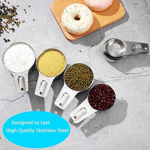AIKEXIN 20-Piece Measuring Cups and Spoons Set, Nesting Stainless Steel Measuring Cups Spoons with Plastic Measuring Cup for Dry and Liquid Ingredients, Kitchen Cooking & Baking Gadgets thumbnail 5