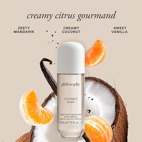 philosophy hair and body mists – long-lasting fragrance mists for women with skin-loving ingredients – hydrates & refreshes for 24 hours – vanilla, pistachio & coconut scent options thumbnail 2