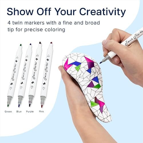 Crave Naturals Color Your Own Small Kids Hair Brush, 2pk - Arts & Crafts, Mini Detangler for Toddlers - Activities for Children 4-8 (Wavy/Mosaic) thumbnail 3
