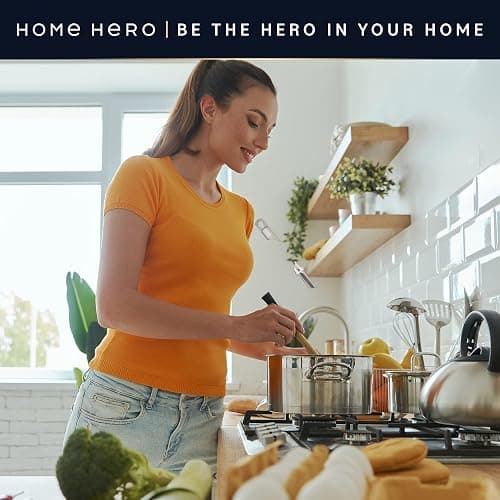 Home Hero 32-Piece Stainless Steel Kitchen Utensil Set - Heat-Resistant Nonstick Silicone Tools - Durable Stainless Steel Cooking Tools - Measuring Cups & Spoons with Holder - 32 Pc, Silver thumbnail 2