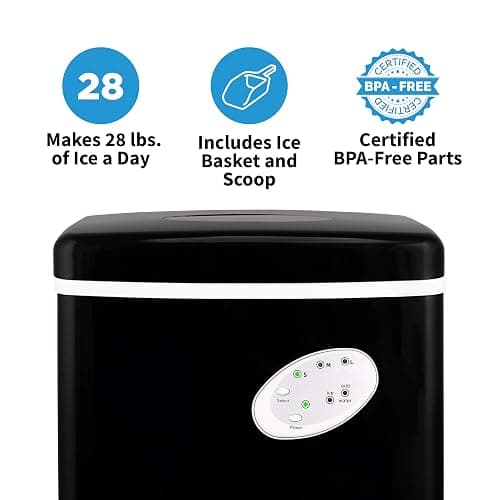 NewAir Counter Top Ice Maker Machine (Black), Compact Automatic Ice Maker, Cubes Ready in 6 Minutes, 28 Pounds in 24 Hours - Perfect for Home/Kitchen/Office/Bar thumbnail 2