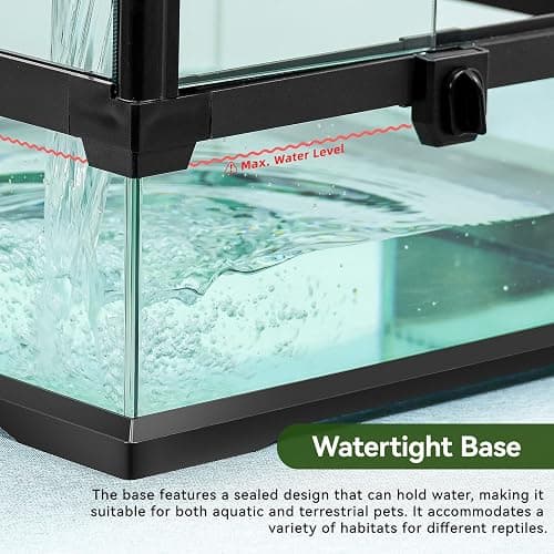 24x18x18'' Glass Reptile Tank Front Opening Terrarium Suitable for Leopard Geckos, Snakes, Tree Frogs, Chameleons,Watertight Base, Ventilated Metal Mesh Top, Pre-Drilled Cable Holes thumbnail 4
