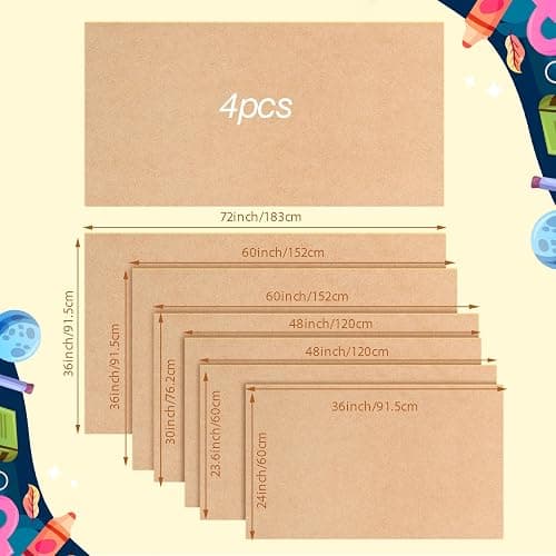 Tatuo 4 Pcs 36" x 72" Large Blank Brown Paper Banners for Teacher Appreciation Poster Crafts Decoration 120gsm Thick Kraft Paper Banner for Summer Camp Activities Wedding Baby Shower Party Decor thumbnail 3
