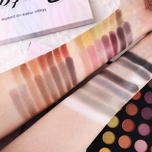 Professional Neutral Smokey Eyeshadow Makeup Palette, Matte Shimmer Metallic Black Grey Dark Goth Eye Shadows for Halloween, Pigmented Warm Smoky Naked Nude Rosy Gold Brown Pallet Daily Make Up Kit thumbnail 4