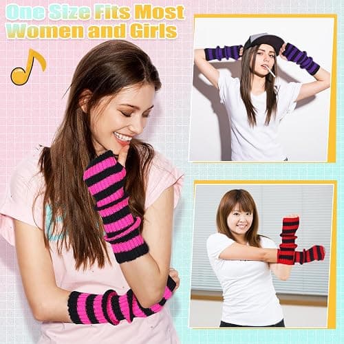 Berlune 6 Pairs Arm Warmers Kawaii Sleeves Cute Y2k Harajuku Japanese Style for Women Girls Lolita Costume School, 6 Colors thumbnail 6