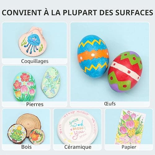 languo Lot de 240 marqueurs de peinture acrylique à pointe pinceau souple avec sac de marqueur, stylos de peinture acrylique pour tissu, bois, pierre, toile, verre, œuf, peinture sur roche, loisirs thumbnail 5