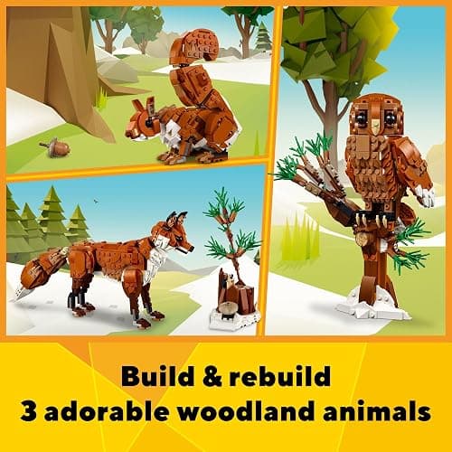 LEGO Creator 3 in 1 Forest Animals Red Fox Toys - Building Toys for Kids, Boys & Girls, Ages 9+ - W/ 3 Building Options into Fox, Owl, or Squirrel - Gift for Christmas - 31154 thumbnail 2