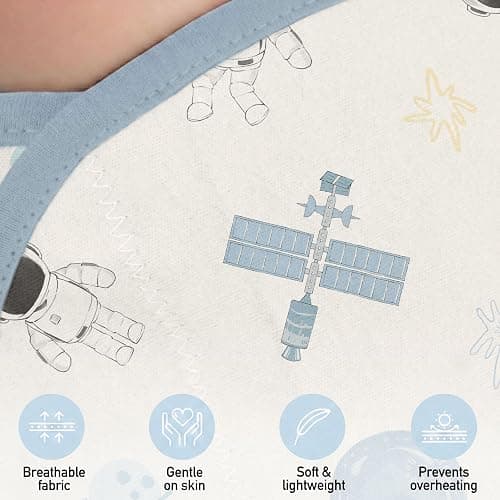 GLLQUEN BABY 3-Pack Baby Swaddle Sack for Newborns 0-3 Months, Adjustable Swaddle Wrap to Prevent Startle Reflex, Soft Breathable Sleep Sack for Boys & Girls, Space & Moon Pattern, Baby Essentials thumbnail 5
