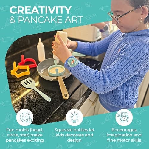 Tovla Jr. Kids Pancake Making Kit | Learn to Cook Breakfast | Ages 5-12 | Breakfast Making Kit | Pancake Molds Batter Squeeze Bottle | Family Fun DIY | Visual Recipes | Birthday Christmas Gift thumbnail 2