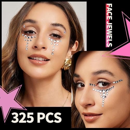 YGDZ Face Gems Face Jewels, Self Adhesive Hair Gems Festival Star Rhinestone Stickers for Face, Eye, Makeup, Body, Stick on Gems, Rave Accessories, Y2K Star Face Stickers for Kids, Women thumbnail 5