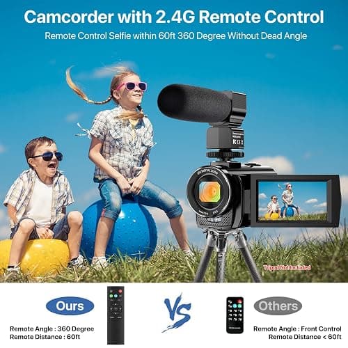 Video Camera Camcorder Digital YouTube Vlogging Camera Recorder FHD 1080P 24.0MP 3.0 Inch 270 Degree Rotation Screen 16X Digital Zoom Camcorder with Microphone,Remote Control and 2 Batteries thumbnail 4