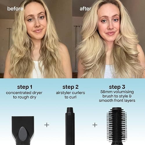 BONDIBOOST 6-in-1 Everlast Multi Styler & Dryer System - Wet to Dry Hair Styler, Hair Dryer Brush with Curlers, Round Brushes, Dryer & Concentrator Attachments, Versatile Heat & Airflow Settings thumbnail 5