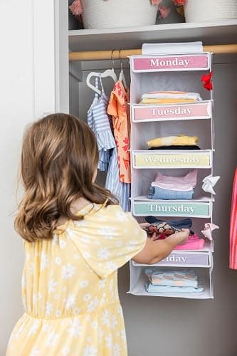 Weekly Clothes Organizer for Kids, Hanging Closet Days of the Week Shelves thumbnail 2