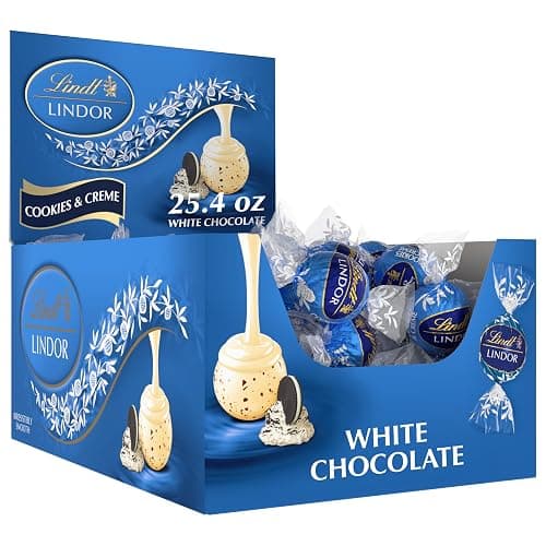 Lindt LINDOR Cookies and Creme White Chocolate Candy Truffles with Smooth, Melting Truffle Center, 25.4 oz., 60 Count - Image 1