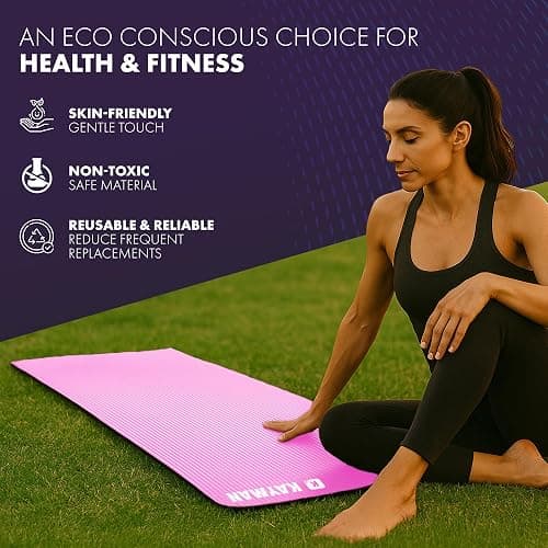 KAYMAN Yoga Mat – Multi-Purpose Extra Thick Foam Exercise Mats – Ideal Floor Mat for Pilates, Stretching, Resistance Workout & Therapy – Home & Gym Equipment Accessory for Men Women Kids –183 x 60cm thumbnail 5