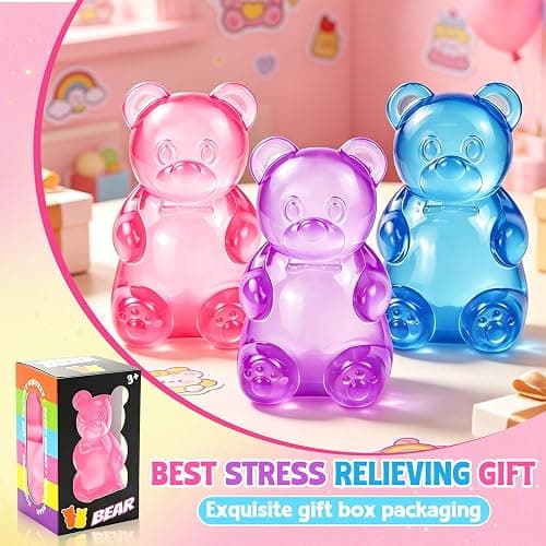 Gummy Bear Squishies Squeeze Toys for Kids Adults, Sugar Squishies Balls Stress Bear Toys for Boys Girls, Sensory Fidget Toys Anxiety Relief for Autism, Party Favors Gifts, Valentines Day Gifts (Pink) thumbnail 7