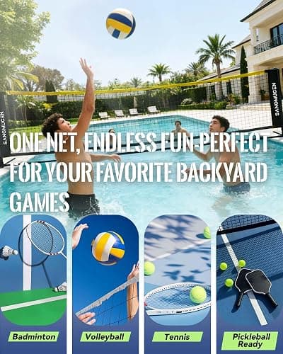 SANGMUCEN 10/13/16.5ft Portable Badminton Net Set Outdoor and Indoor, Height Adjustable Sports Net for Volleyball, Pickleball, Tennis,Stable Alloy Steel Frame and Carry Bag for Backyard, Beach, Pool thumbnail 3