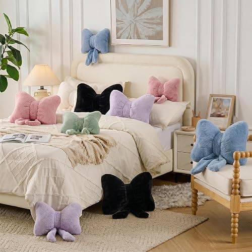 XIAIJIA Bow Pillow Decorative Pillows Aesthetic Home Decor Soft Seat Cushions Cute Throw Pillow for Couch Bow Room Decor Leopard Print 12 * 9inch thumbnail 5