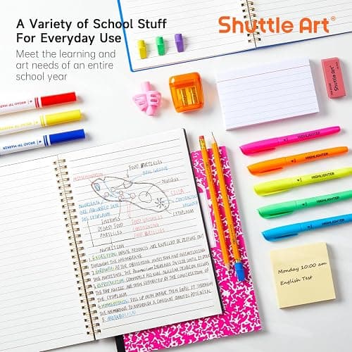 Shuttle Art 102 PCS Back to School Supplies Kit, School Supply Box for Grades K-5, School Supplies for Kids and Students, Including Pencils, Pens, Markers, Erasers, Notebooks, Folders and More thumbnail 6