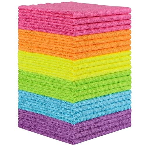 Orighty Microfiber Cleaning Cloth - 24 Pack, Cleaning Rags 12x11 inch | Highly Absorbent Household Cleaning Supplies, Reusable Microfiber Towels Lint Free Cloths for House, Kitchen, Car Care - Image 1
