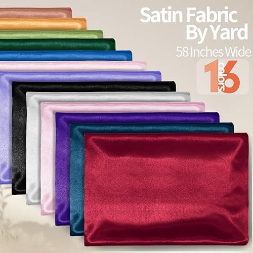 Homiest Burgundy Satin Fabric by The Yard, 5 Yards x 58 Inch Charmeuse Satin Fabric Silky & Shiny Cloth Fabric, Smooth Bridal Satin Fabric for Wedding Dress, Clothing Making, DIY Crafts, Sewing thumbnail 3