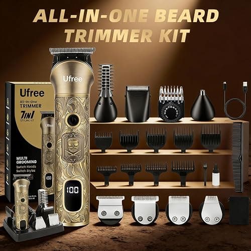 Ufree Beard Trimmer for Men, Electric Razor Shaver, Cordless Hair Clipper Shaving Kit for Mustache Body Nose Ear Hair Facial, Adjustable Beard Grooming Kit Birthday Gifts for Men thumbnail 9