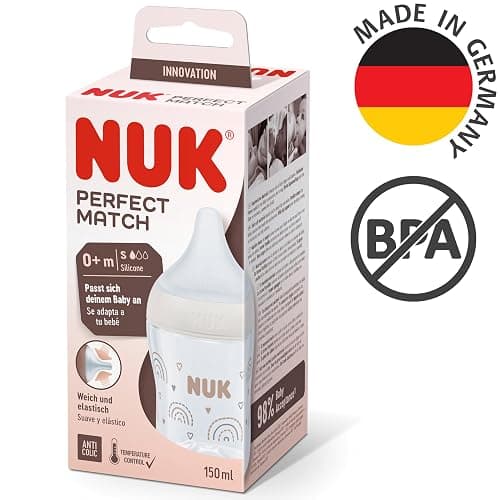 NUK Perfect Match Baby Bottles Set | 0+ Months | Adapts to Baby's Palate | Temperature Control | Anti Colic Vent | 150 ml | BPA-Free | Small Silicone Teat | Rainbow | 4 Count thumbnail 6