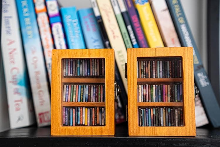 Luxicraft 2 Units Anxiety Bookshelf Ornament with 100 Unique Miniature Books-No Duplicate Titles-Wooden Pocket Library with Goodreads Mini Book Shelf Decor and Mental Health Calming Tool thumbnail 8