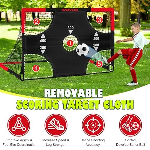 Kids Soccer Goals for Backyard Set of 2, 6x4 ft Portable Toddler Soccer Goal Training Equipment with Soccer Target, Ball, Cones, Soccer Net for Kids Age 3-5 6-8 8-12 10-12-14 Outdoor Sports Games Gift thumbnail 4