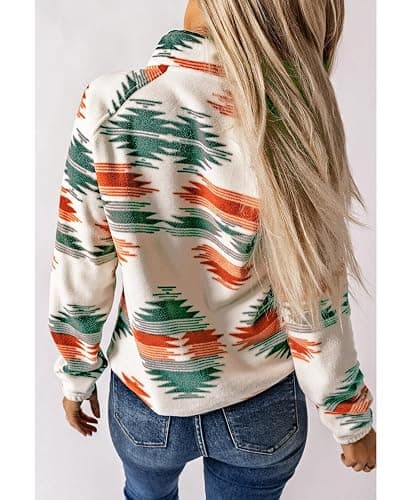 SELINK Womens Fleece Jacket Western Aztec Print Long Sleeve Snap Button Down Shacket Jackets with Pockets thumbnail 2