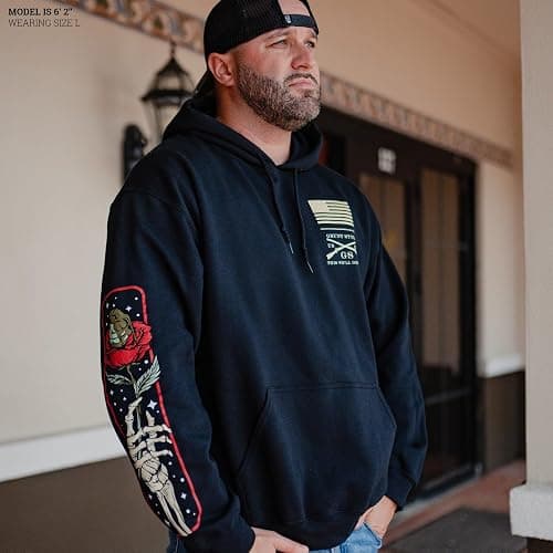 Grunt Style Death Rose Men's Pullover Hoodie thumbnail 2