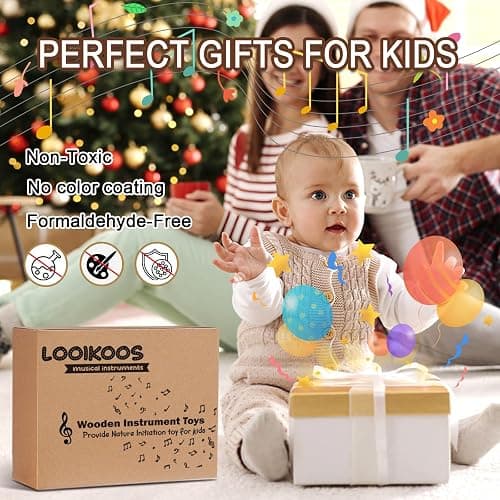 LOOIKOOS Toddler Musical Instruments Montessori Natural Wooden Percussion Instruments for Kids Preschool Educational Musical Toys Set for Boys and Girls with Storage Bag thumbnail 9