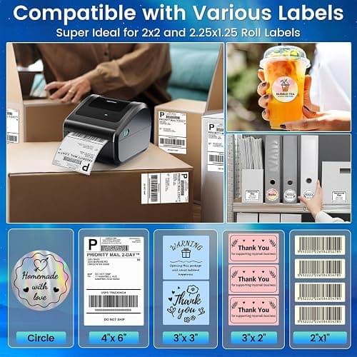 Omezizy Bluetooth Shipping Label Printer 4x6, D450BT Thermal Label Printer for Shipping Packages, Thermal Printers for Small Business, Compatible with Android, iPhone, Windows, macOS, Tiktok, UPS thumbnail 8