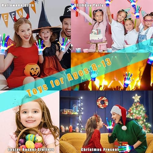 Toys for Ages 8-13 LED Gloves Toys for Boys Age 8-10 Light Up Gloves Cool | Light Up for Kids Birthday Easter Gift Cool Fun Toys for 8-13 Year Old, Party Favors for Kids 8-12, Kid Toys Light Up Gifts thumbnail 7