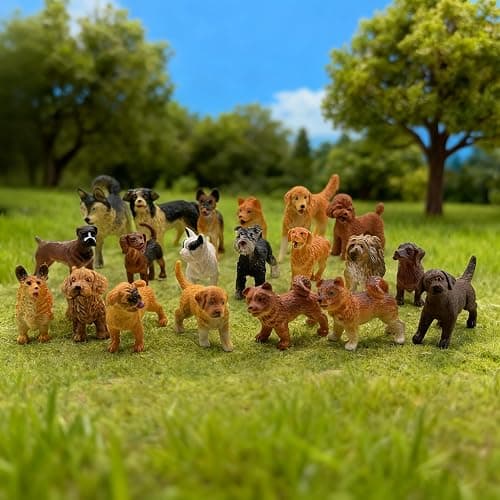 Halloluck 20pcs Mini Dog Figurines, Miniature Dog Figure Hand Painted Tiny Dogs Realistic Detailed Plastic Puppy Figures Cake Toppers Christmas Birthday Gift (Realistic) thumbnail 2