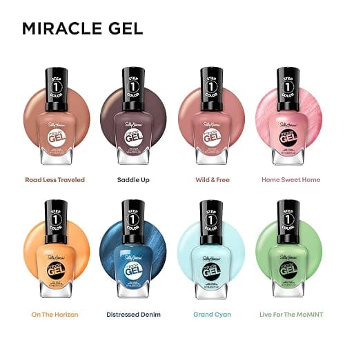 Sally Hansen Miracle Gel Salon Quality Nail Polish | Gel-Like Formula, Two-Step System, No UV Light Needed, Long Lasting | Opaque, Glossy | 668 Grand Cyan | Vibrant Blue Nail Polish thumbnail 11
