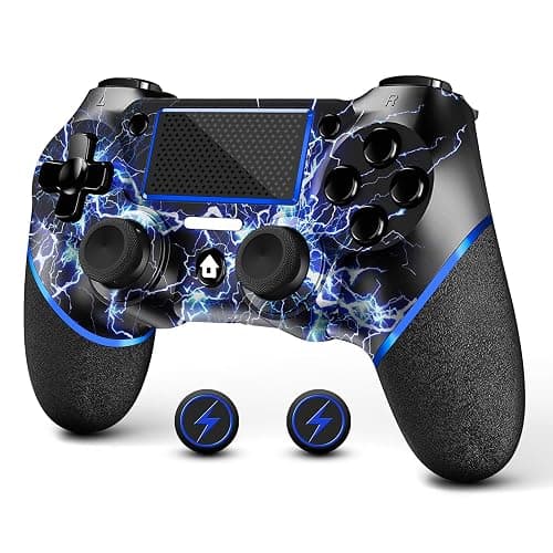 AceGamer Wireless Controller for PS4, Custom Design V2 Gamepad Joystick for PS4 with Non-Slip Grip of Both Sides and 3.5mm Audio Jack! Thumb Caps Included! (Lightning) - Image 1