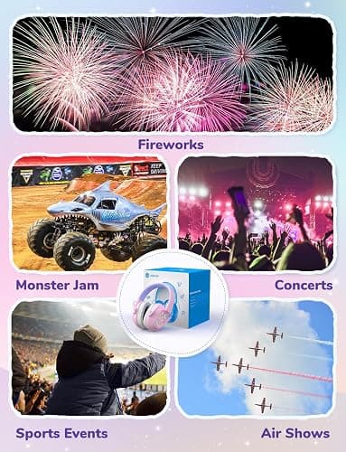iClever Noise Cancelling Headphones for Kids, SNR 29dB Safety Noise Reduction Ear Muffs for Autism Sensory &Concentration Aid, Ear Hearing Protection for Fireworks/Event/Monster Jam, Rainbow Pony thumbnail 5