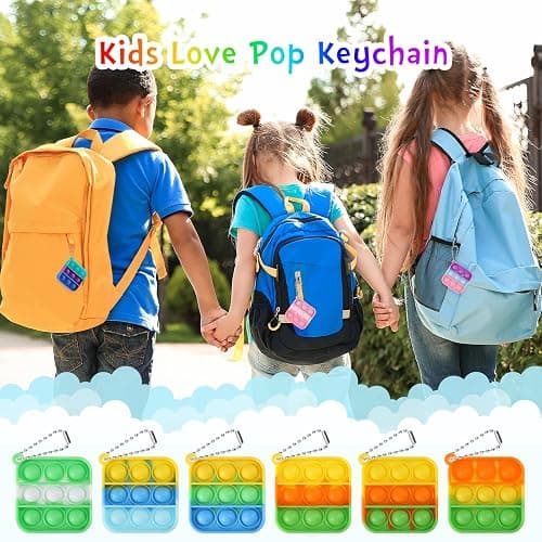 Kids Party Favors Fidget Toys Bulk 30 Pack Mini Pop Fidget Keychain Its Birthday Party Favors for Kids 4-8,8-12 Small Classroom Prizes It Back to School Gifts for Students from Teacher thumbnail 7
