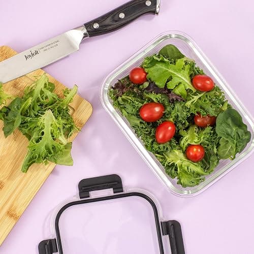 JoyJolt 24pc Borosilicate Glass Storage Containers with Lids | 12 Airtight/Freezer Safe Food Storage Containers for Pantry and Kitchen | Meal Prep Container for Lunch | Glass Tupperware Set thumbnail 2
