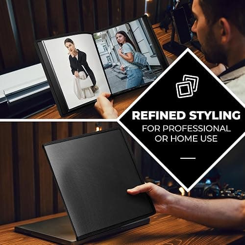 Dunwell Art Portfolio 8.5x11 Folder (Black), Mounting Paper, Portfolio Binder for Artwork, 8.5 x 11 Art Folder, 24 Pockets Display 48 Pages, Acid-Free Poly Presentation Book thumbnail 3