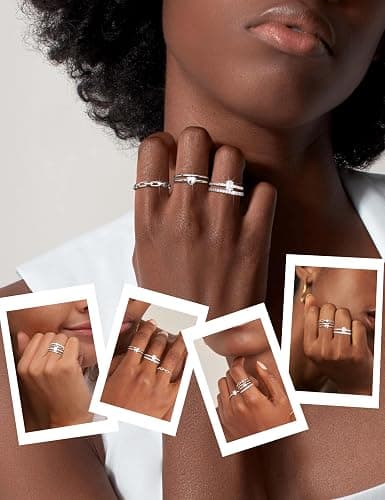 FIASASO Gold Rings for Women Non Tarnish - 5Pcs Dainty Stackable Rings 14K Gold Plated Cubic Zirconia Stacking Rings Non Tarnish Waterproof Minimalist Thin Stack Ring Size 5 6 7 8 9 10 thumbnail 6