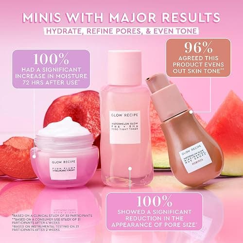 Glow Recipe Get Glowing With Me Kit by Katie Fang - PHA + BHA Face Toner & Gentle Face Exfoliant + Plum Plump Hyaluronic Acid Moisturizer Face Cream + Hue Drops Tinted Serum (3 Count) thumbnail 7