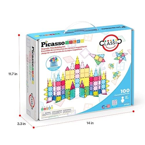 PicassoTiles 100 Piece Set 100pcs Magnet Building Tiles Clear Magnetic 3D Blocks Construction Playboards, Creativity Beyond Imagination, Inspirational, Recreational, Educational Conventional thumbnail 3