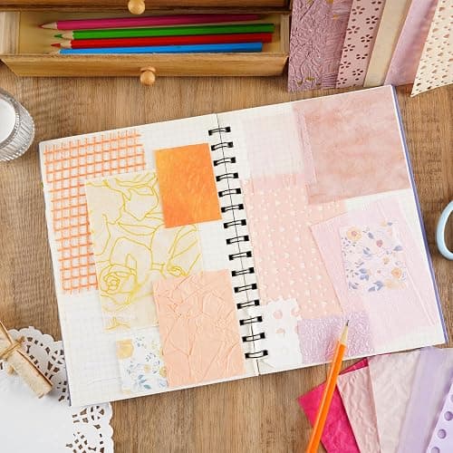 160 Sheets Textured Scrapbook Paper & Mesh Fabric Assorted Set | 10 Mixed Colors | Decorative Paper for Scrapbooking Journaling, Planners, Card Making, Decoupage | 4.72" x 3.14" thumbnail 7
