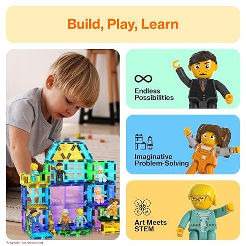 PicassoTiles 8 Piece Magnetic Action Figures Family Character Set Compatible with Magnet Tile Building Blocks STEM Educational Toy for Kids Pretend Play Construction Expansion Pack Creative Play PTA11 thumbnail 4