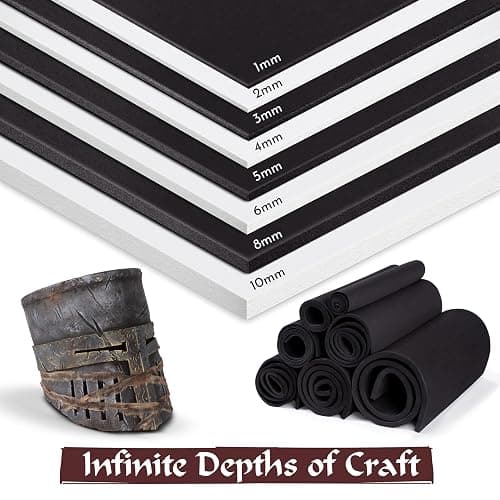 Shape Retention EVA Cosplay Foam 2mm (1mm-10mm) 14x39 inch Black or White High Density EVA Foam Sheets. Premium 85 kg/m3 Heat Shape Material for DIY Convention or Halloween Costumes by The Foamory thumbnail 6