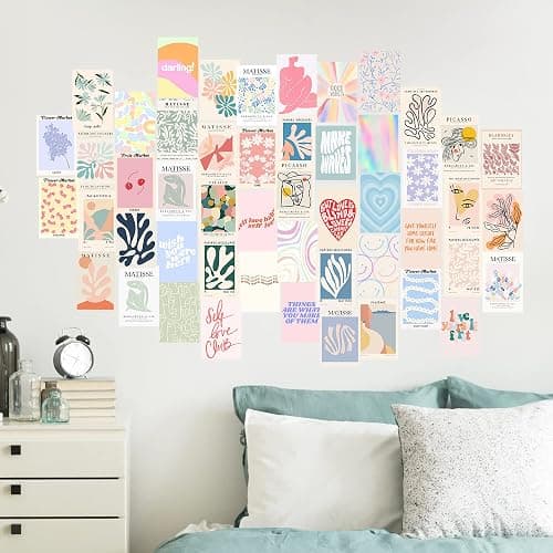 Aesthetic Room Decor, 50pcs Danish Pastel Prints for Wall Decor, Wall Collage Kit Aesthetic Pictures for Dorm Decor, Teen Girls Preppy Bedroom Decor thumbnail 4